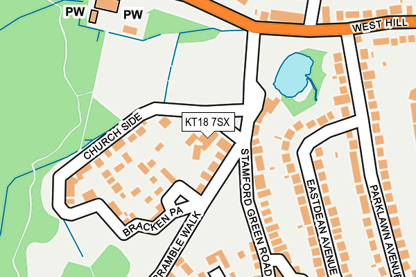 KT18 7SX map - OS OpenMap – Local (Ordnance Survey) KT18 7SX map - OS OpenMap – Local (Ordnance Survey)