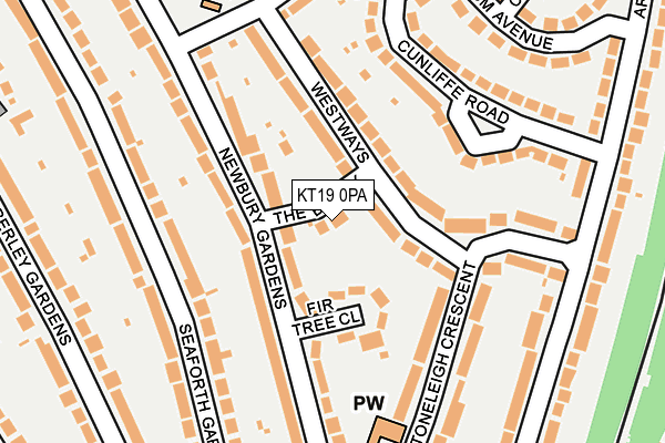 KT19 0PA map - OS OpenMap – Local (Ordnance Survey) KT19 0PA map - OS OpenMap – Local (Ordnance Survey)