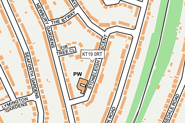 KT19 0RT map - OS OpenMap – Local (Ordnance Survey)