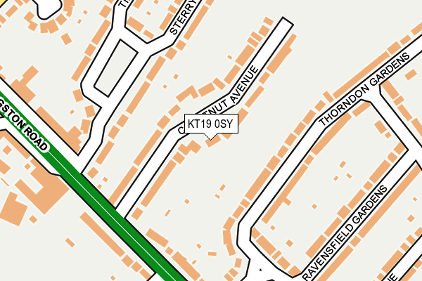 KT19 0SY map - OS OpenMap – Local (Ordnance Survey)