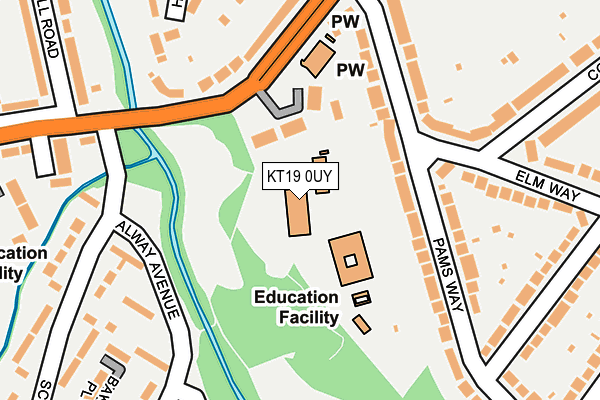 KT19 0UY map - OS OpenMap – Local (Ordnance Survey) KT19 0UY map - OS OpenMap – Local (Ordnance Survey)