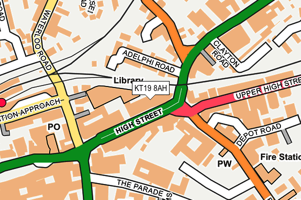 KT19 8AH map - OS OpenMap – Local (Ordnance Survey) KT19 8AH map - OS OpenMap – Local (Ordnance Survey)