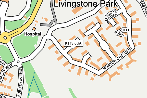 KT19 8GA map - OS OpenMap – Local (Ordnance Survey)