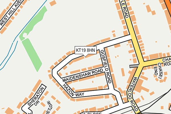 KT19 8HN map - OS OpenMap – Local (Ordnance Survey) KT19 8HN map - OS OpenMap – Local (Ordnance Survey)
