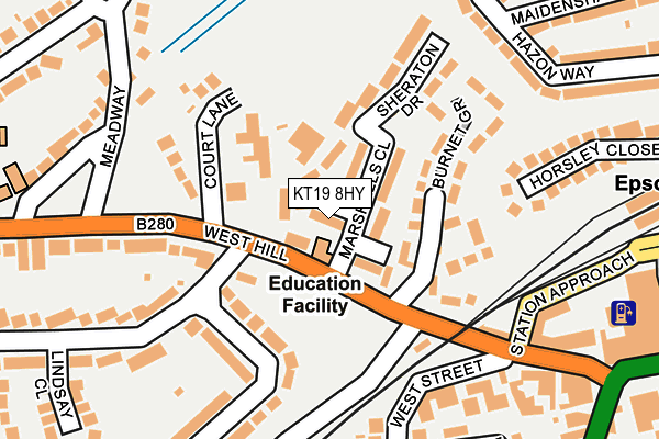 KT19 8HY map - OS OpenMap – Local (Ordnance Survey) KT19 8HY map - OS OpenMap – Local (Ordnance Survey)