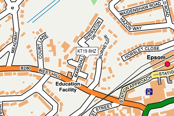 KT19 8HZ map - OS OpenMap – Local (Ordnance Survey) KT19 8HZ map - OS OpenMap – Local (Ordnance Survey)