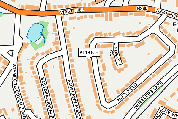 KT19 8JH map - OS OpenMap – Local (Ordnance Survey)