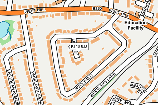 KT19 8JJ map - OS OpenMap – Local (Ordnance Survey)