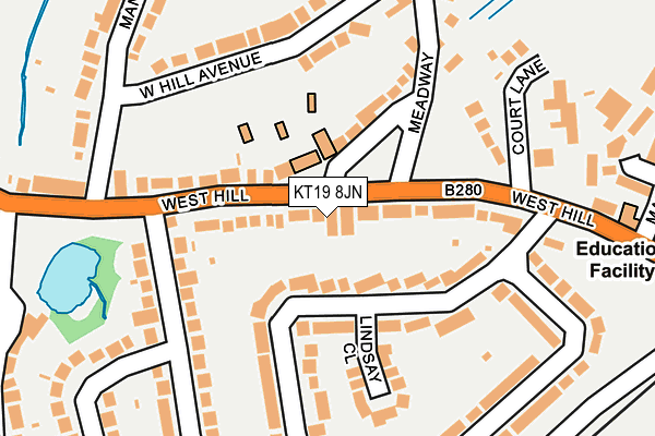 KT19 8JN map - OS OpenMap – Local (Ordnance Survey) KT19 8JN map - OS OpenMap – Local (Ordnance Survey)