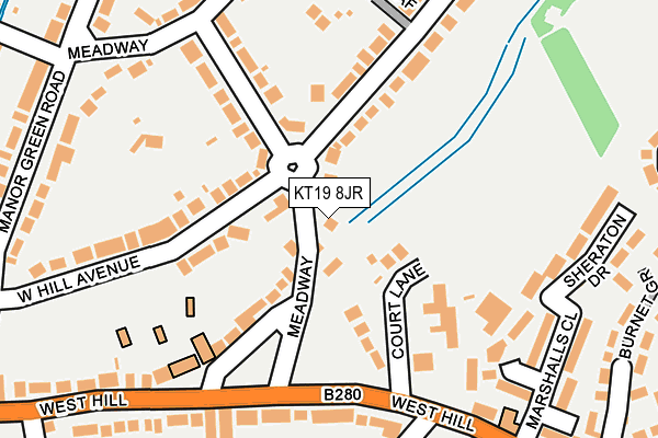 KT19 8JR map - OS OpenMap – Local (Ordnance Survey) KT19 8JR map - OS OpenMap – Local (Ordnance Survey)