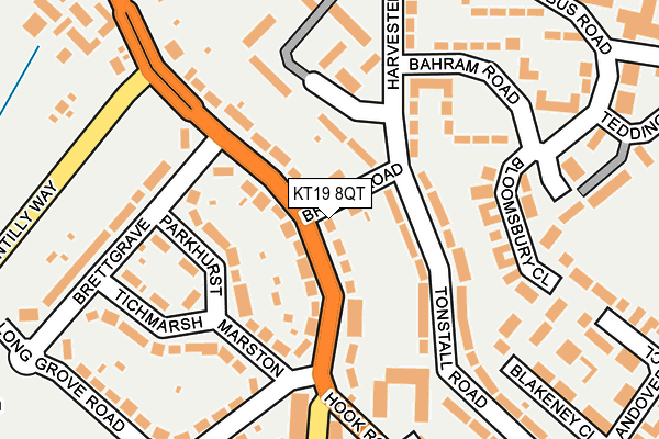 KT19 8QT map - OS OpenMap – Local (Ordnance Survey) KT19 8QT map - OS OpenMap – Local (Ordnance Survey)
