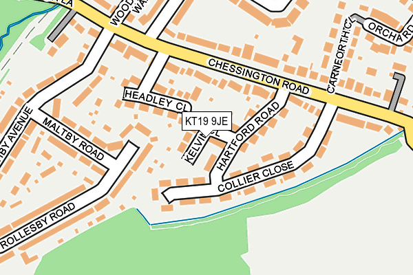 KT19 9JE map - OS OpenMap – Local (Ordnance Survey)