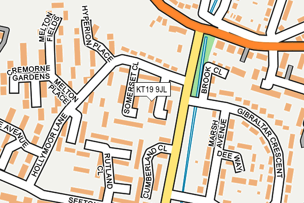KT19 9JL map - OS OpenMap – Local (Ordnance Survey) KT19 9JL map - OS OpenMap – Local (Ordnance Survey)