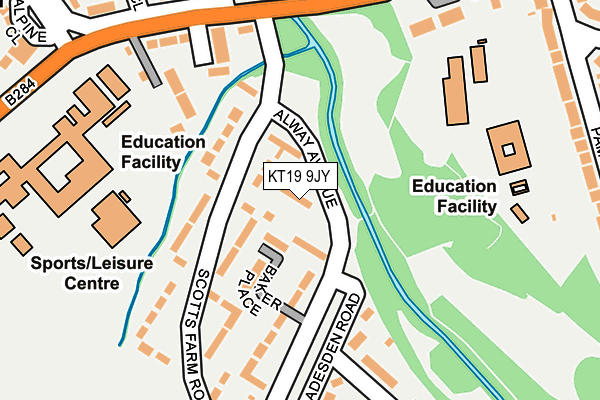 KT19 9JY map - OS OpenMap – Local (Ordnance Survey)