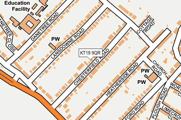 KT19 9QR map - OS OpenMap – Local (Ordnance Survey) KT19 9QR map - OS OpenMap – Local (Ordnance Survey)