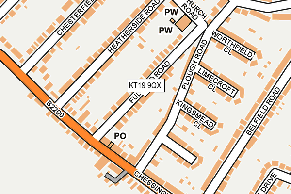 KT19 9QX map - OS OpenMap – Local (Ordnance Survey) KT19 9QX map - OS OpenMap – Local (Ordnance Survey)
