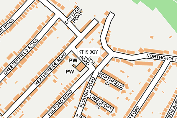 KT19 9QY map - OS OpenMap – Local (Ordnance Survey) KT19 9QY map - OS OpenMap – Local (Ordnance Survey)
