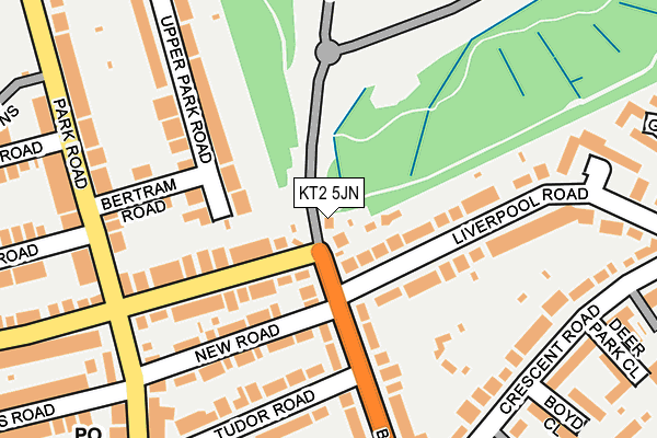 KT2 5JN map - OS OpenMap – Local (Ordnance Survey) KT2 5JN map - OS OpenMap – Local (Ordnance Survey)