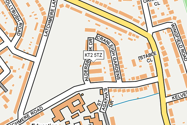 KT2 5TZ map - OS OpenMap – Local (Ordnance Survey) KT2 5TZ map - OS OpenMap – Local (Ordnance Survey)