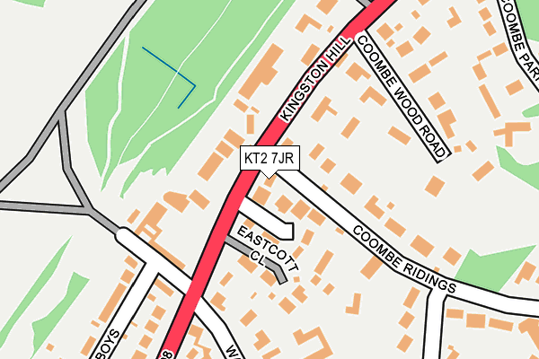 KT2 7JR map - OS OpenMap – Local (Ordnance Survey) KT2 7JR map - OS OpenMap – Local (Ordnance Survey)