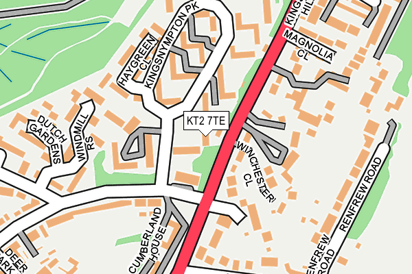 KT2 7TE map - OS OpenMap – Local (Ordnance Survey) KT2 7TE map - OS OpenMap – Local (Ordnance Survey)