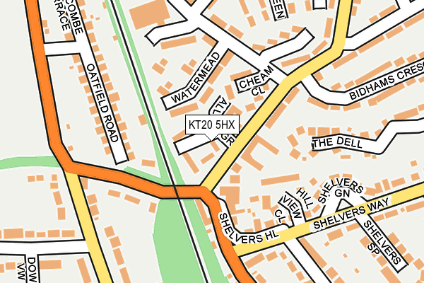 KT20 5HX map - OS OpenMap – Local (Ordnance Survey) KT20 5HX map - OS OpenMap – Local (Ordnance Survey)