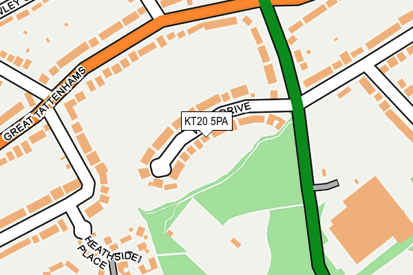 KT20 5PA map - OS OpenMap – Local (Ordnance Survey) KT20 5PA map - OS OpenMap – Local (Ordnance Survey)
