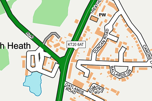 KT20 6AT map - OS OpenMap – Local (Ordnance Survey)