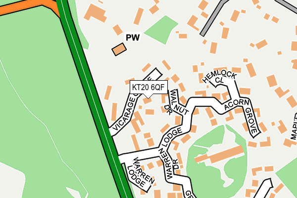 KT20 6QF map - OS OpenMap – Local (Ordnance Survey) KT20 6QF map - OS OpenMap – Local (Ordnance Survey)