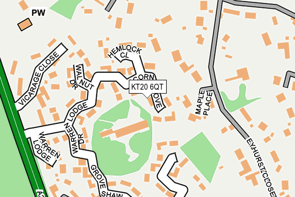 KT20 6QT map - OS OpenMap – Local (Ordnance Survey) KT20 6QT map - OS OpenMap – Local (Ordnance Survey)