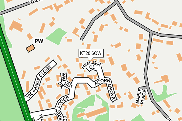 KT20 6QW map - OS OpenMap – Local (Ordnance Survey) KT20 6QW map - OS OpenMap – Local (Ordnance Survey)