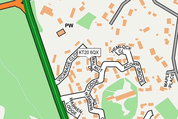 KT20 6QX map - OS OpenMap – Local (Ordnance Survey) KT20 6QX map - OS OpenMap – Local (Ordnance Survey)