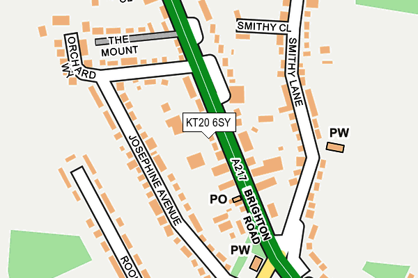 KT20 6SY map - OS OpenMap – Local (Ordnance Survey) KT20 6SY map - OS OpenMap – Local (Ordnance Survey)