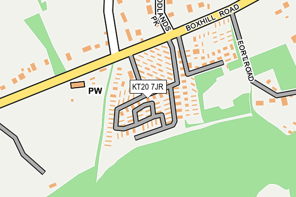 KT20 7JR map - OS OpenMap – Local (Ordnance Survey) KT20 7JR map - OS OpenMap – Local (Ordnance Survey)