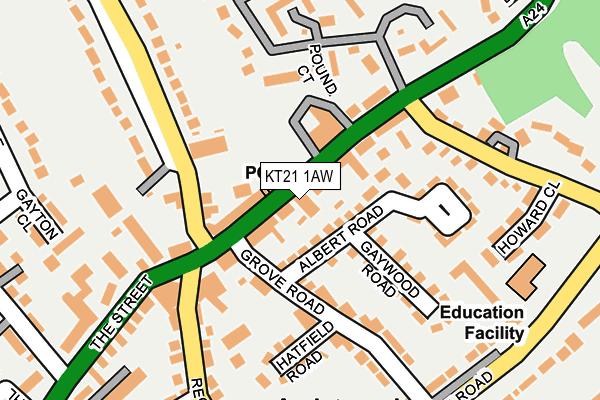 KT21 1AW map - OS OpenMap – Local (Ordnance Survey) KT21 1AW map - OS OpenMap – Local (Ordnance Survey)