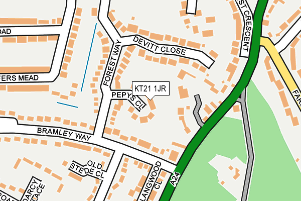 KT21 1JR map - OS OpenMap – Local (Ordnance Survey) KT21 1JR map - OS OpenMap – Local (Ordnance Survey)