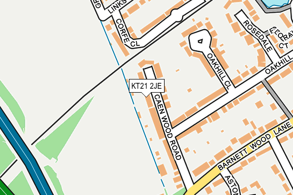 KT21 2JE map - OS OpenMap – Local (Ordnance Survey) KT21 2JE map - OS OpenMap – Local (Ordnance Survey)