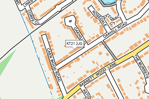 KT21 2JG map - OS OpenMap – Local (Ordnance Survey) KT21 2JG map - OS OpenMap – Local (Ordnance Survey)