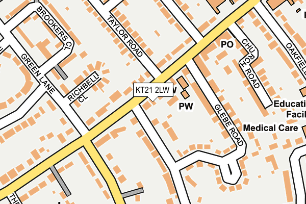 KT21 2LW map - OS OpenMap – Local (Ordnance Survey) KT21 2LW map - OS OpenMap – Local (Ordnance Survey)