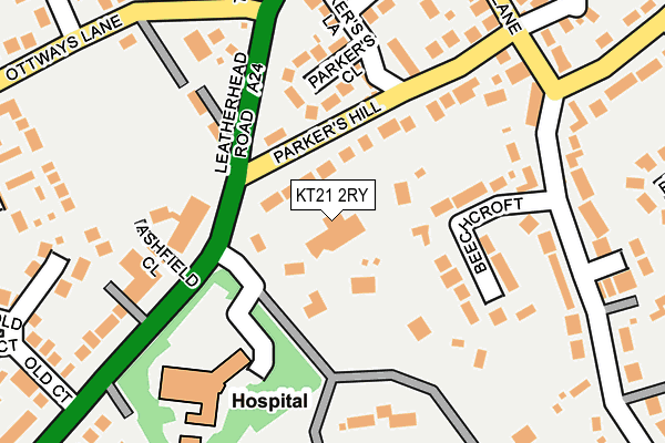 KT21 2RY map - OS OpenMap – Local (Ordnance Survey) KT21 2RY map - OS OpenMap – Local (Ordnance Survey)