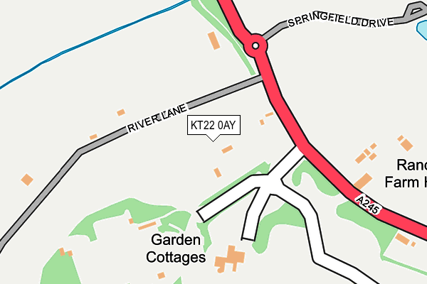 KT22 0AY map - OS OpenMap – Local (Ordnance Survey) KT22 0AY map - OS OpenMap – Local (Ordnance Survey)