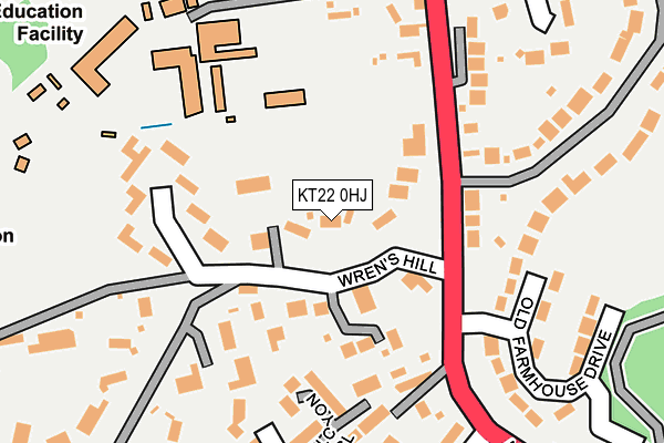 KT22 0HJ map - OS OpenMap – Local (Ordnance Survey) KT22 0HJ map - OS OpenMap – Local (Ordnance Survey)