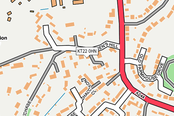 KT22 0HN map - OS OpenMap – Local (Ordnance Survey) KT22 0HN map - OS OpenMap – Local (Ordnance Survey)