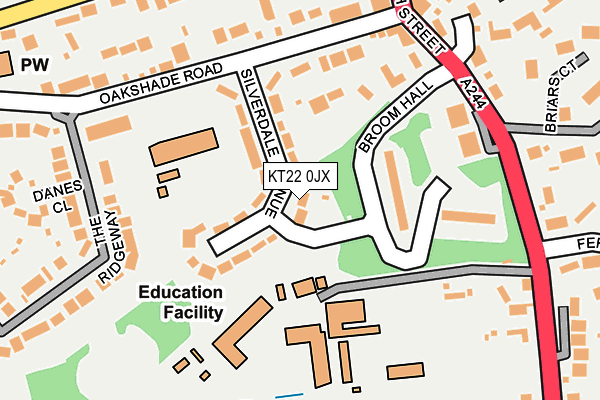 KT22 0JX map - OS OpenMap – Local (Ordnance Survey)