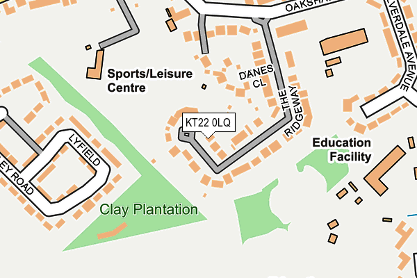 KT22 0LQ map - OS OpenMap – Local (Ordnance Survey) KT22 0LQ map - OS OpenMap – Local (Ordnance Survey)