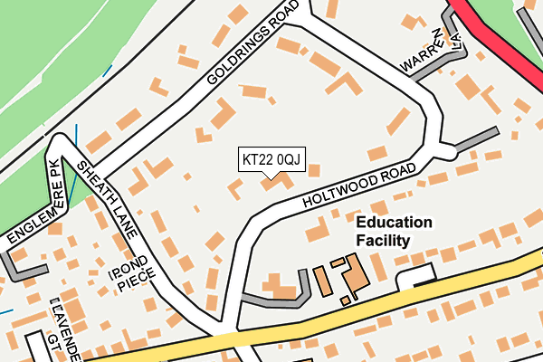 KT22 0QJ map - OS OpenMap – Local (Ordnance Survey) KT22 0QJ map - OS OpenMap – Local (Ordnance Survey)
