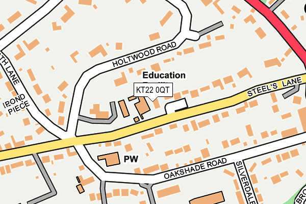 KT22 0QT map - OS OpenMap – Local (Ordnance Survey) KT22 0QT map - OS OpenMap – Local (Ordnance Survey)