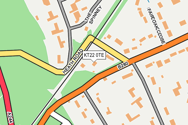 KT22 0TE map - OS OpenMap – Local (Ordnance Survey) KT22 0TE map - OS OpenMap – Local (Ordnance Survey)