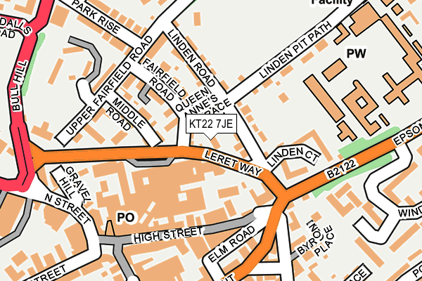 KT22 7JE map - OS OpenMap – Local (Ordnance Survey) KT22 7JE map - OS OpenMap – Local (Ordnance Survey)