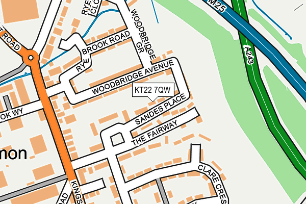 KT22 7QW map - OS OpenMap – Local (Ordnance Survey) KT22 7QW map - OS OpenMap – Local (Ordnance Survey)